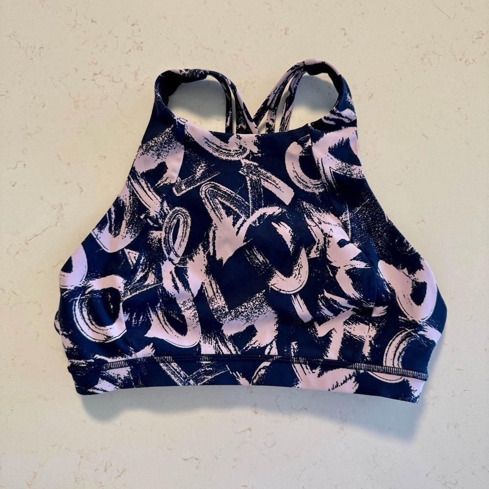 Lululemon Free To Be Serene High Neck Sports Bra Blue and Pink Size 6